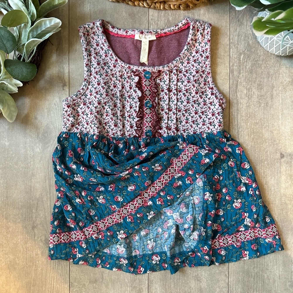 Matilda Jane Friends Forever Gabriella SARA Top Shirt Blouse Floral Mixed Media